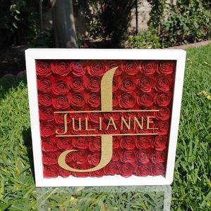 Paper flower shadow box frame